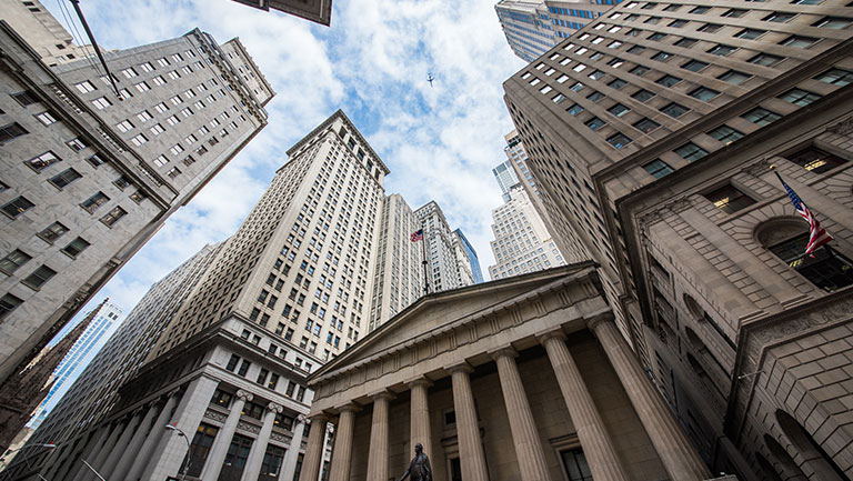 Highrise buildings in Wall Street, New York City