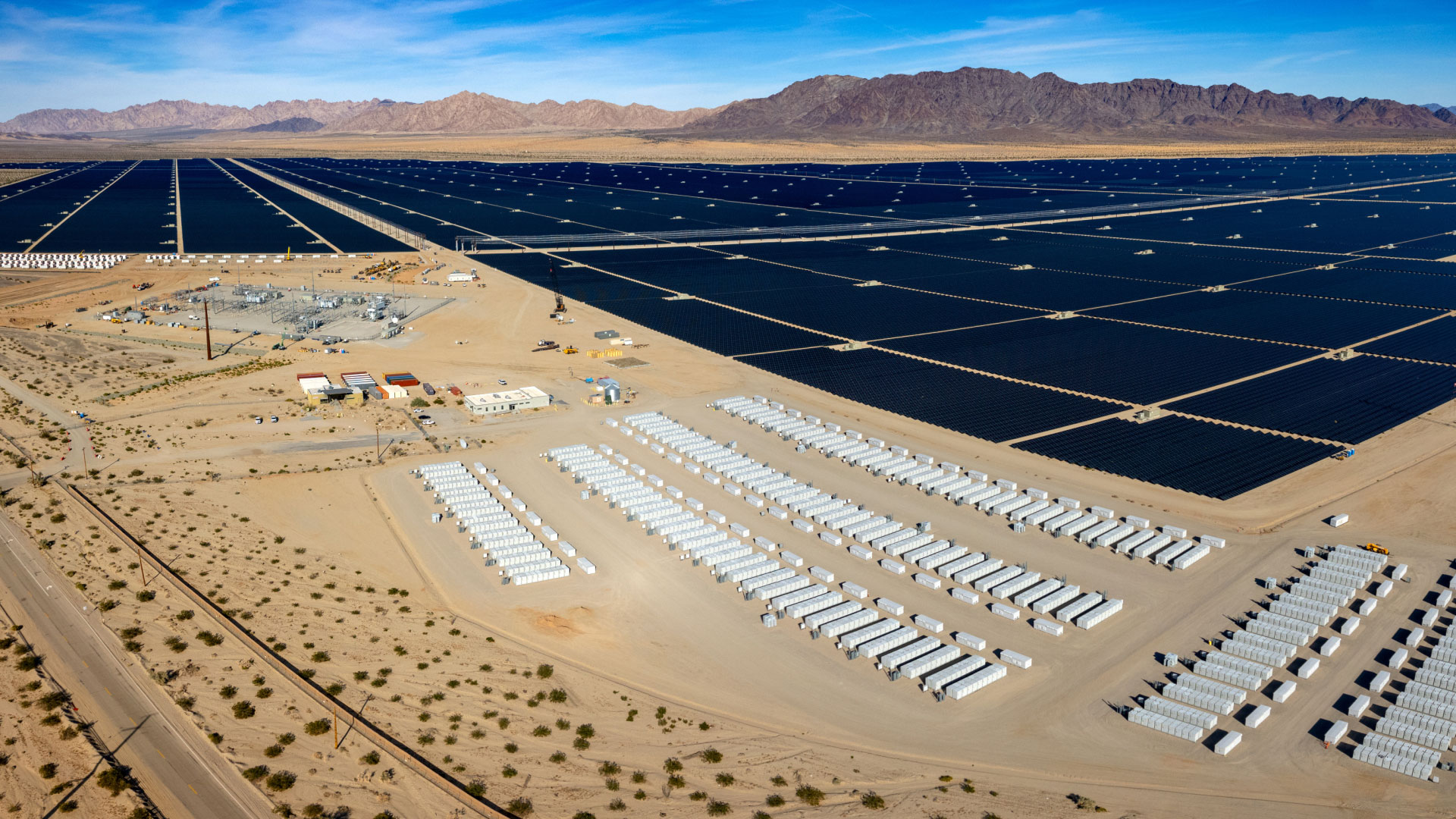 Aerial view of solar panel farm