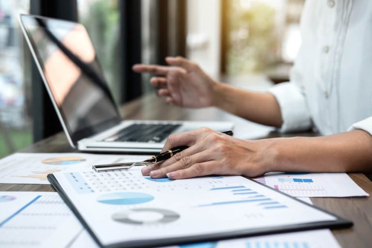 person reviewing data at their desk