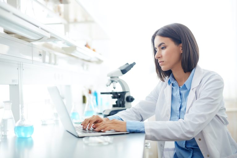 woman using laptop