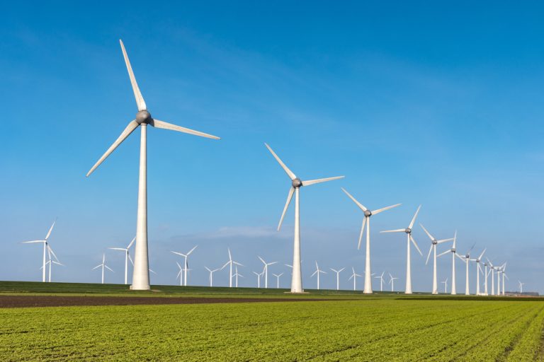 landscape image of windmill farm