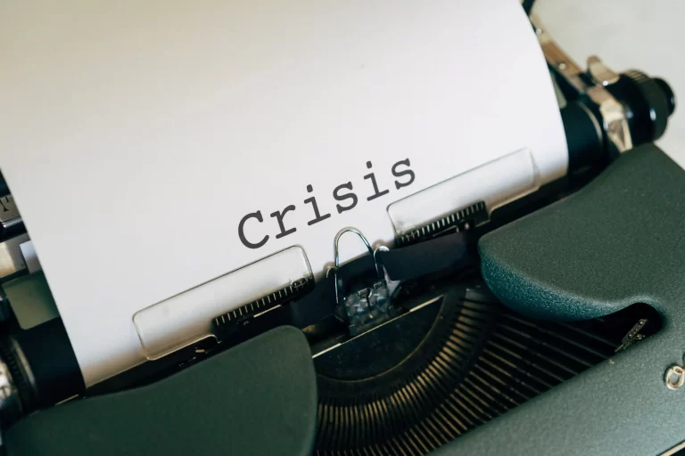 crisis communication being written with a typewriter