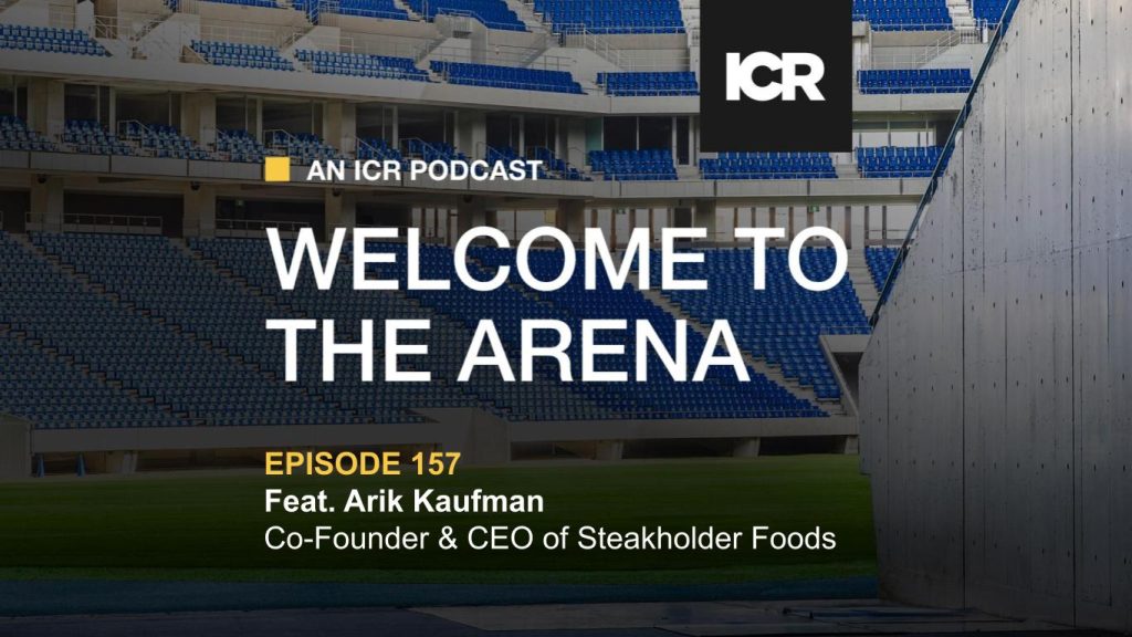 Graphic announcing guest Arik Kaufman on the Welcome To The Arena podcast.