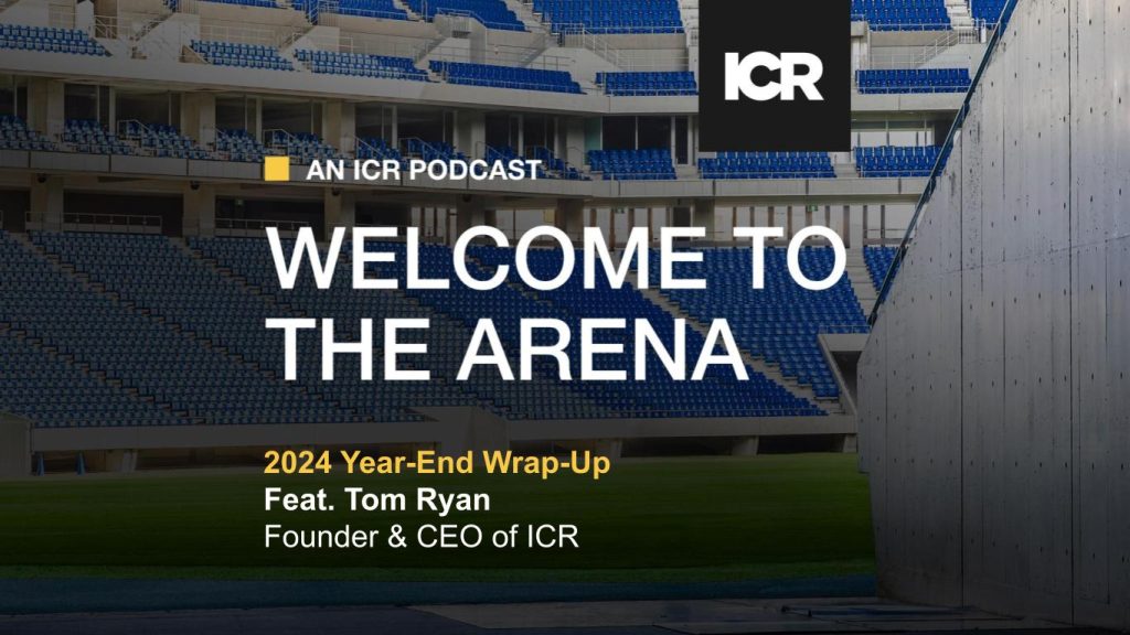 Graphic announcing year-end episode with Tom Ryan on the Welcome To The Arena podcast.