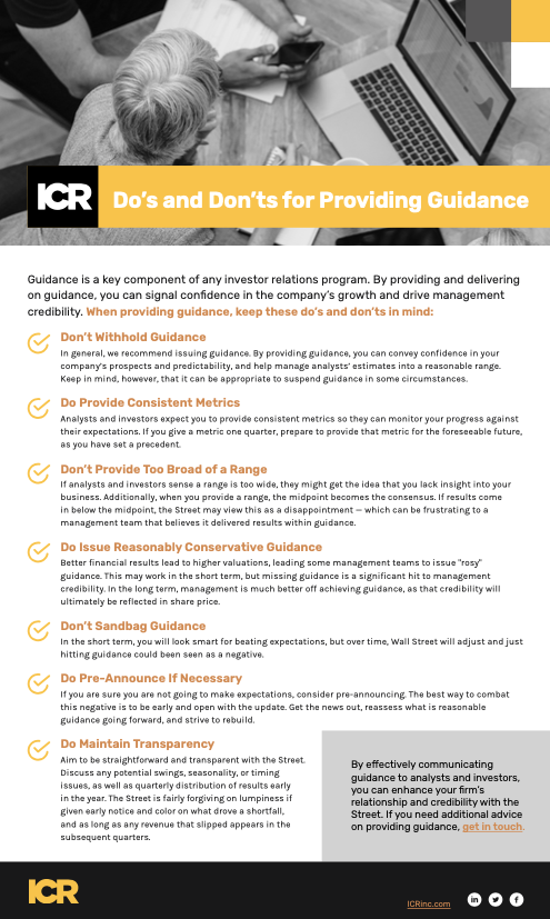 ICR Checklist: Do's and Dont's for Providing Guidance