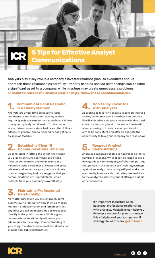 ICR Checklist: 5 Tips for Effective Analyst Communications