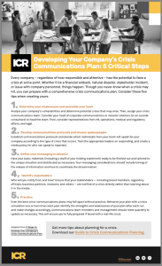 ICR Checklist: Crisis Communications Plan