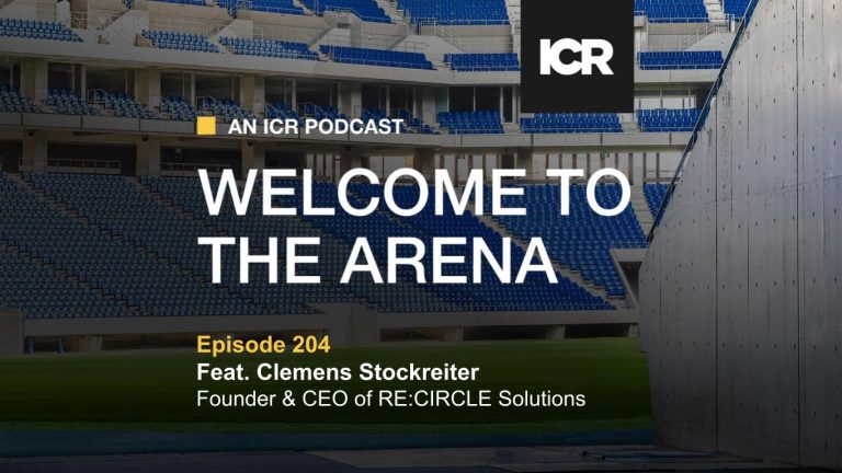 Graphic announcing guest Clemens Stockreiter on the Welcome To The Arena podcast.