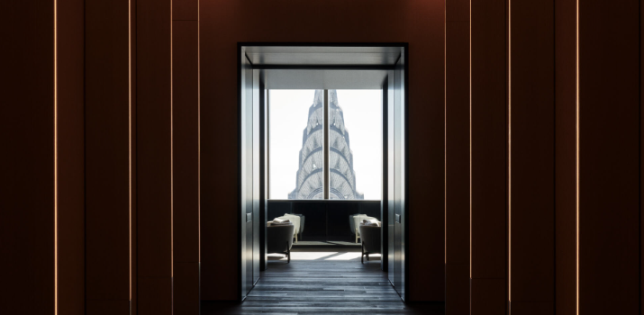 Chrysler Building as seen through a window
