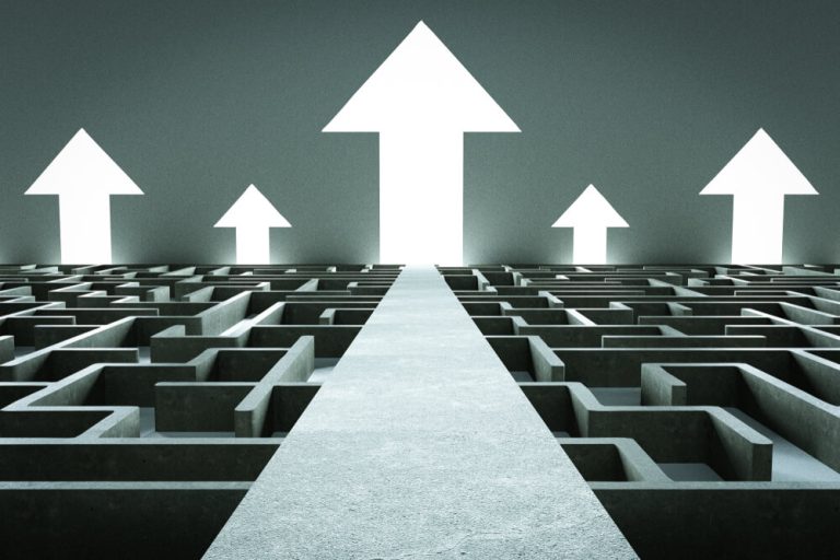 maze with rising arrows signifying PE value creation