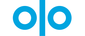corporate brand logo in sky blue showing circle line circle